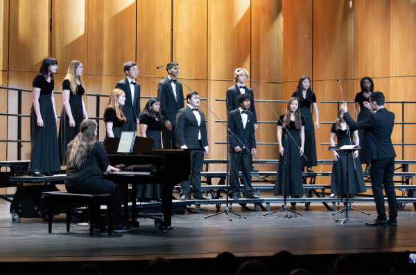 The Chamber Singers choir performed in another language for a classical Indian piece.